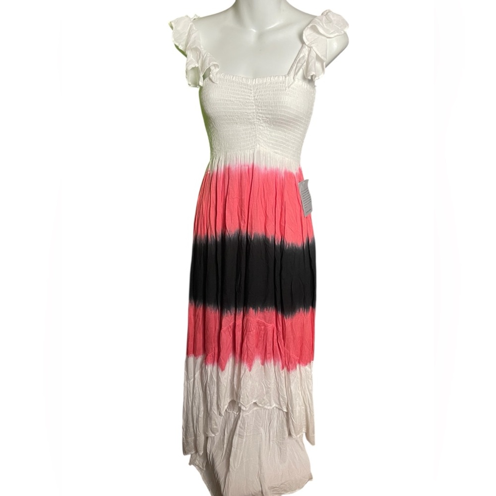 Nordstrom Cream and Pink Flutter Sleeve Sundress